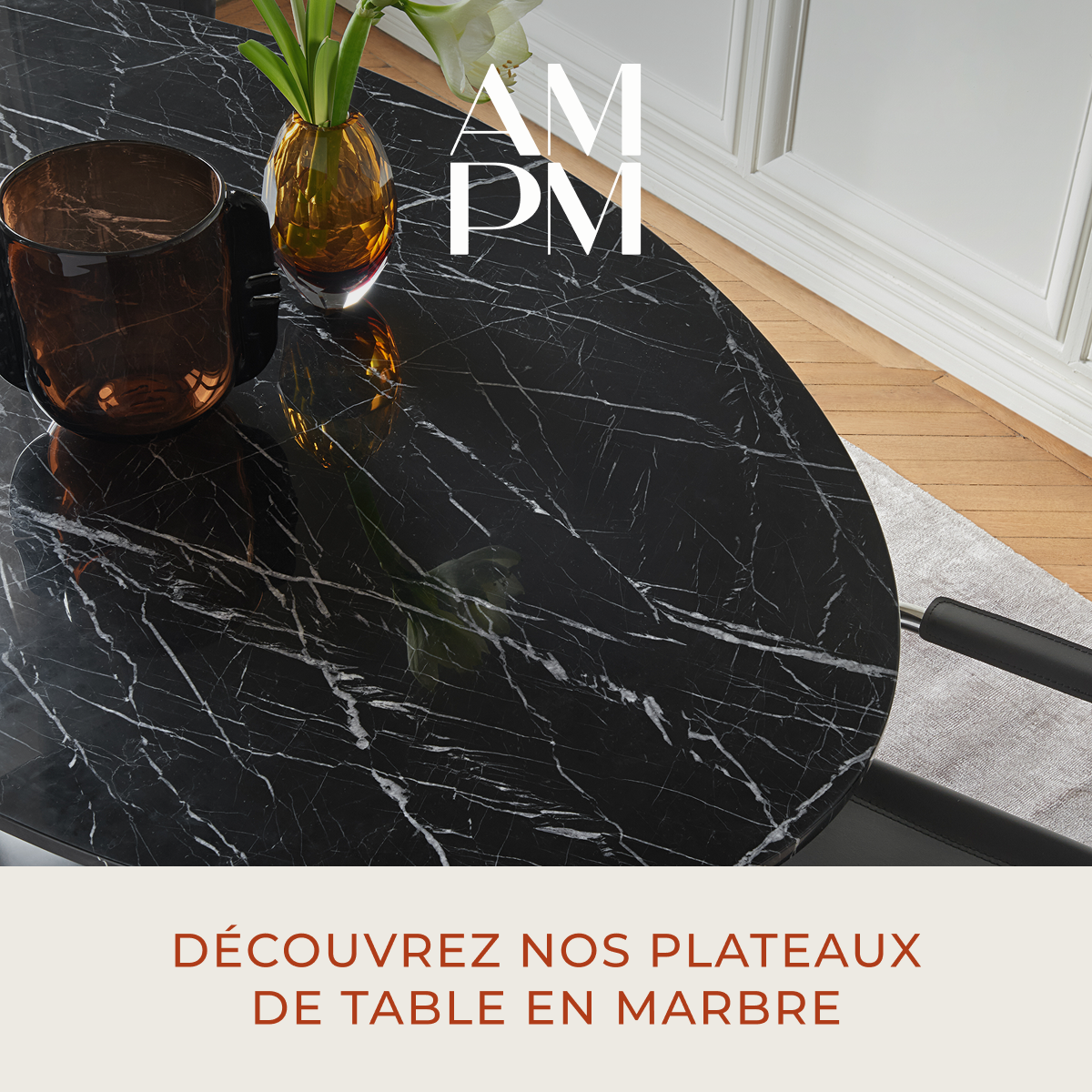 AM.PM. Facebook ad: Découvrez nos plateaux en marbre