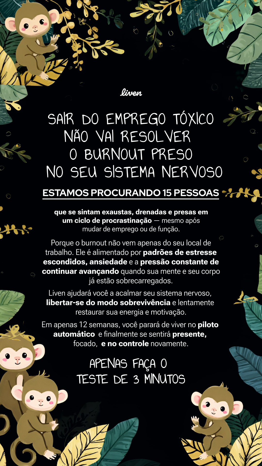Liven: Comunidade de Autoconhecimento Facebook ad: Plano Anti-Burnout Fácil de Seguir