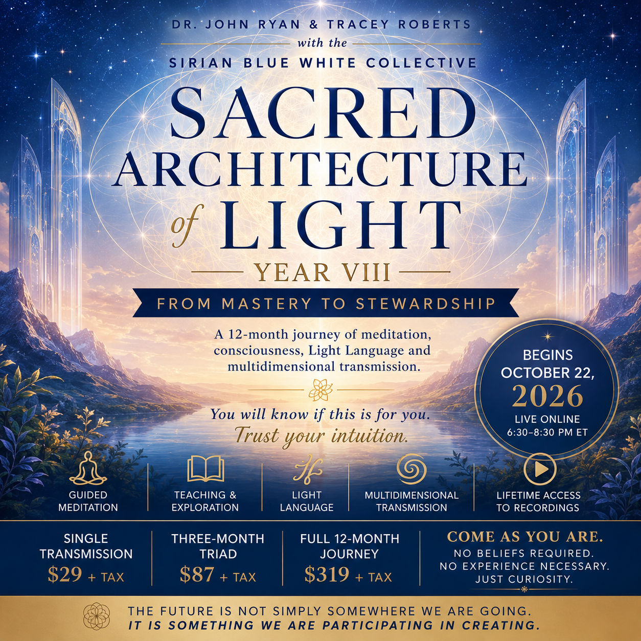 Unity Field Healing Facebook ad: Sacred Architecture of Light · Year VIII