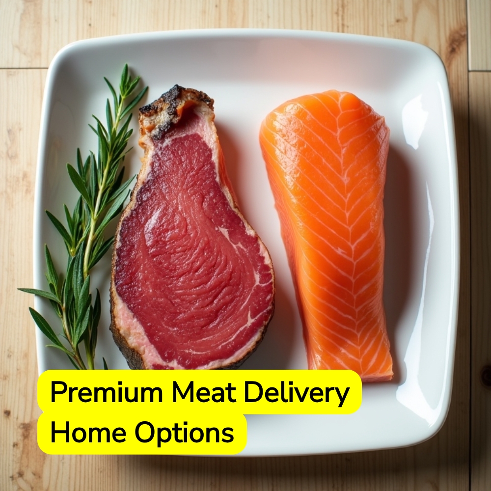 SwiftResults Here Facebook ad: Premium Meat Delivery Home Options.