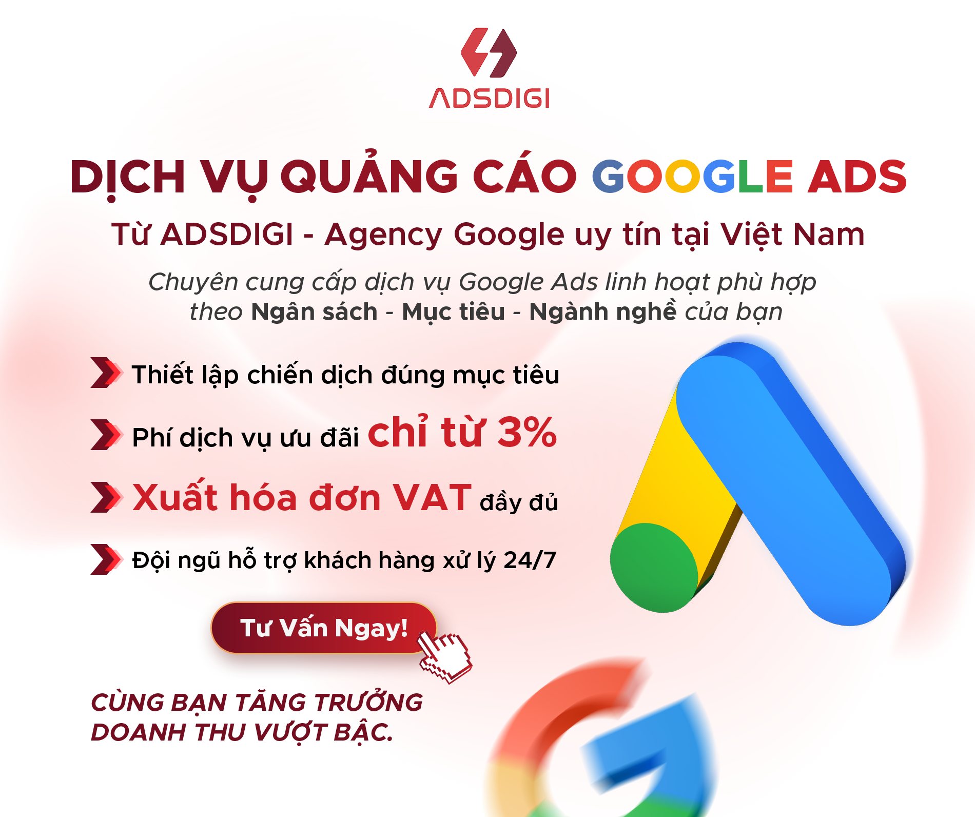 Adsdigi Agency Facebook ad: BỨT PHÁ DOANH THU CÙNG DỊCH VỤ CHẠY…