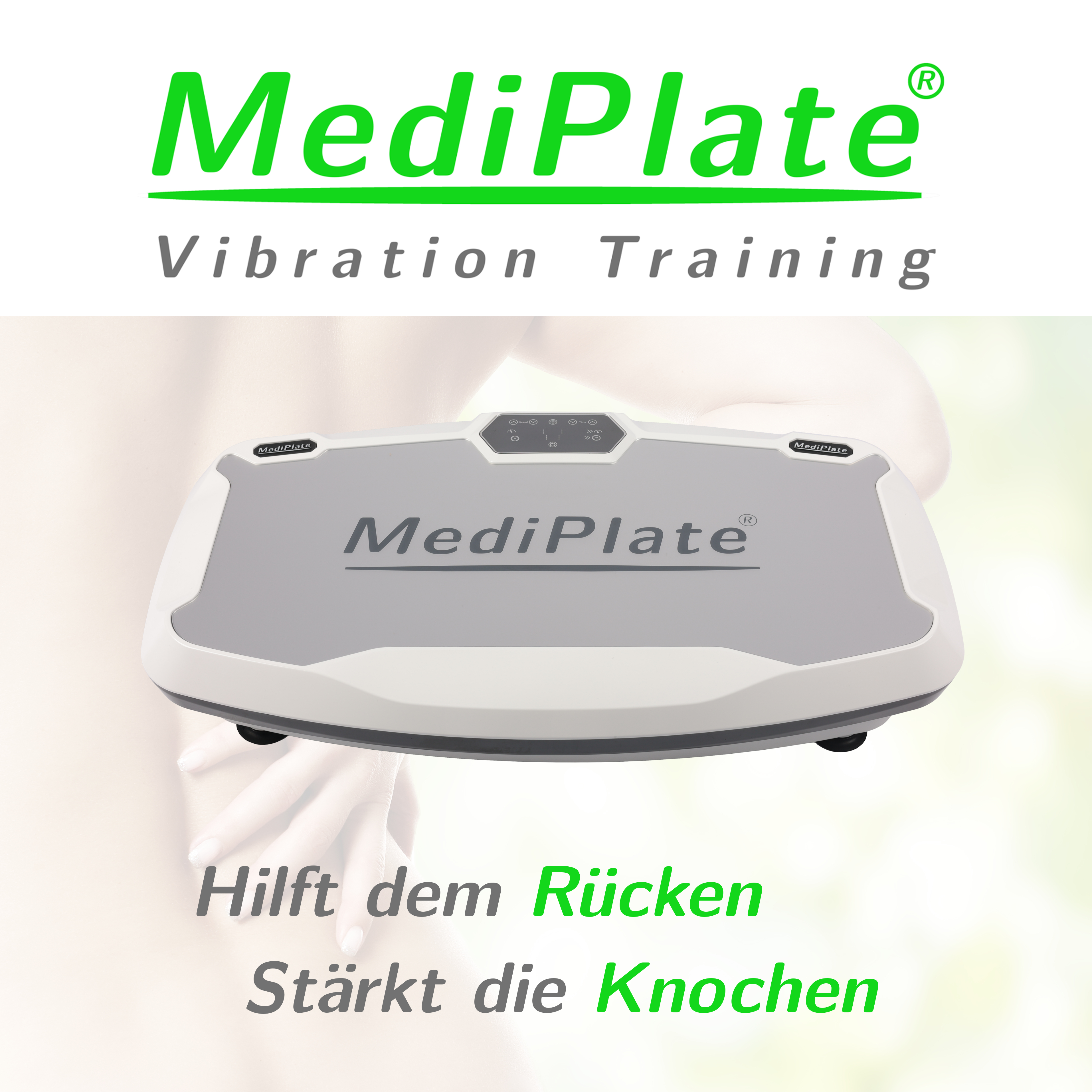 Mediplate Vibration Plate Facebook ad: Wirksam und schonend hält Sie MediPlate in Bewegung…