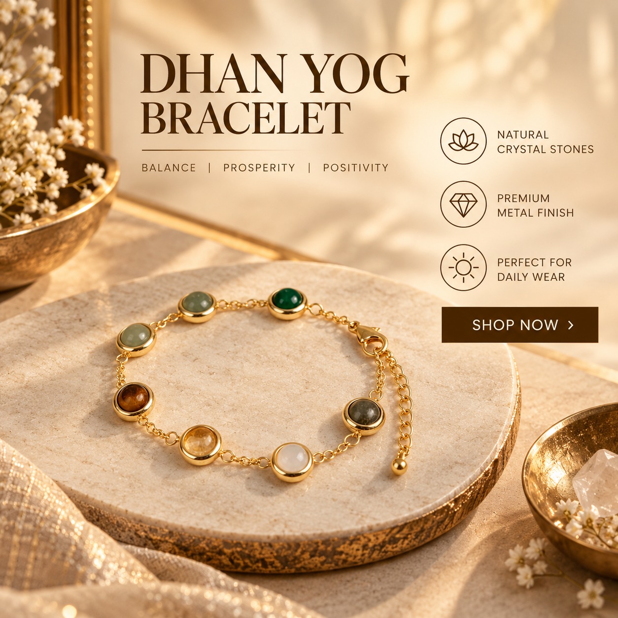 CrystalCollective Facebook ad: Buy Multicolour Metal Dhan Yog Bracelet for Women