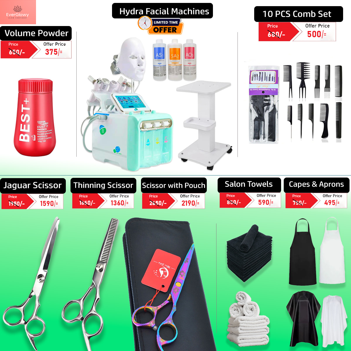 Everglowy Salon Equipment & Cosmetics Facebook ad: අලුතින් සැලෝන් එකක් පටන් ගන්නද යන්නේ?