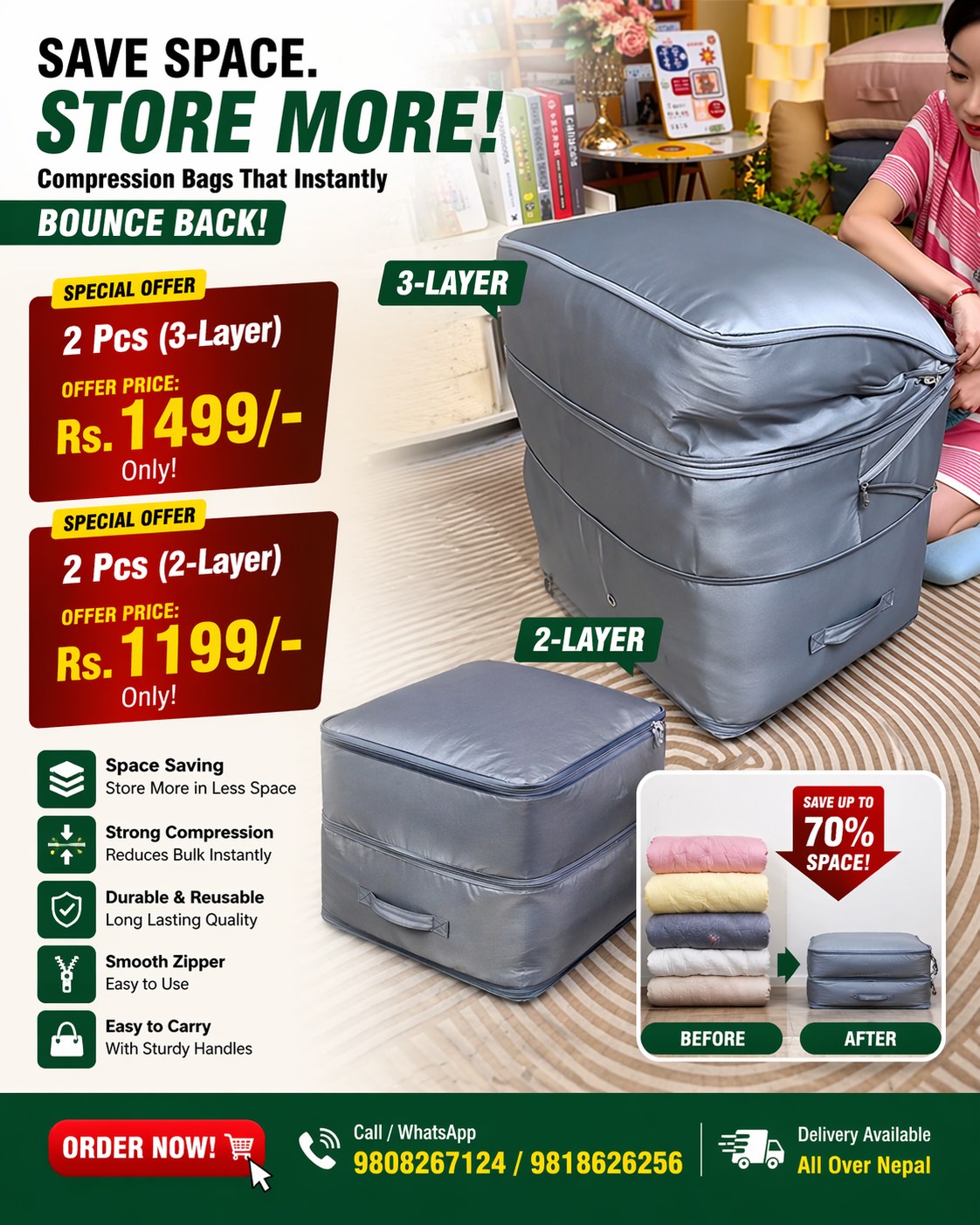 Ghar Sansar Facebook ad: Save Space, Store More Instantly!