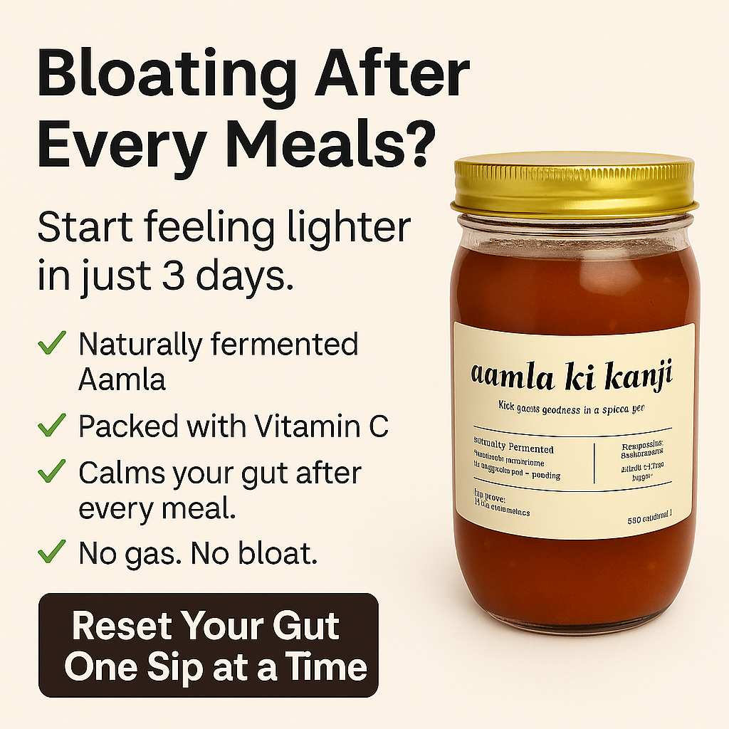 Old Fashioned Gourmet Facebook ad: Transform Your Gut Health with Aamla Kaanji