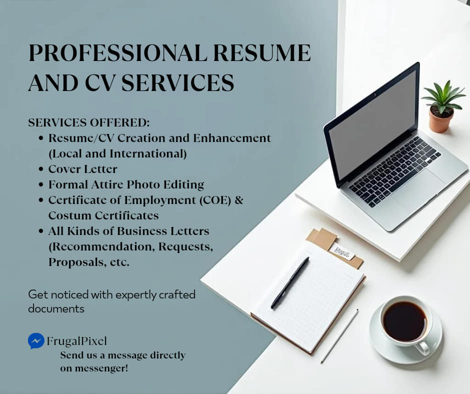 FrugalPixel Facebook ad: Kelangan mo ng Resume o Cover Letter-for local…