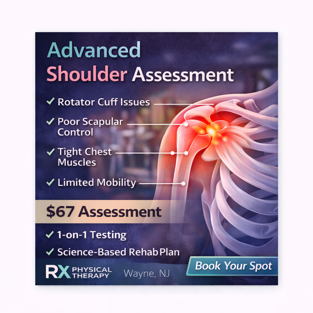 RX Physical Therapy Facebook ad: $67 Complete Shoulder Assessment And Plan