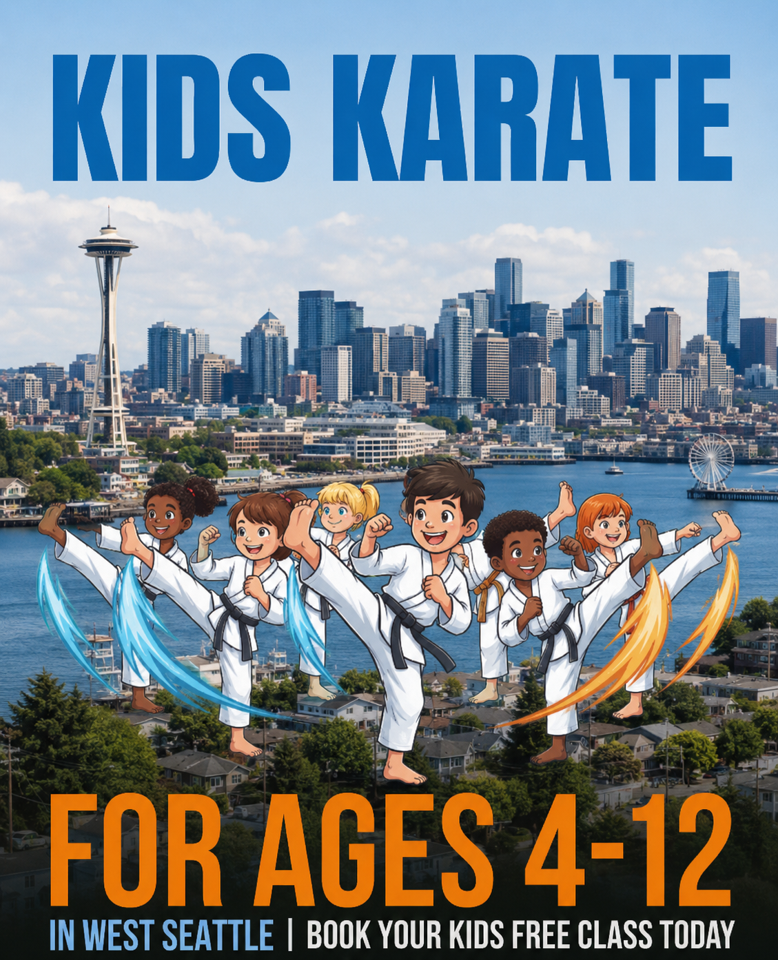 Evergreen Karate and Fitness Facebook ad: Free Kids Karate Class in West Seattle