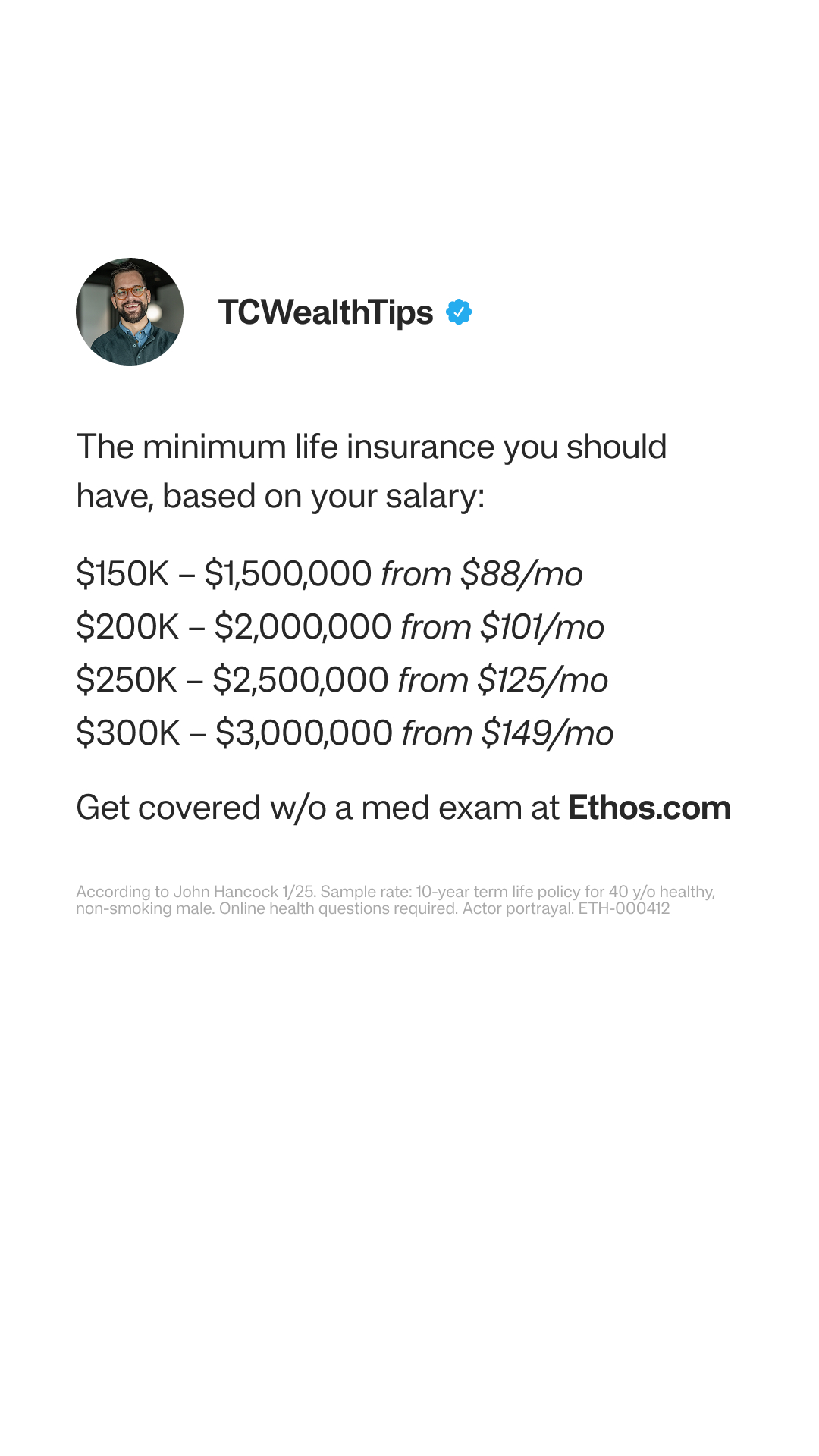 Ethos Facebook ad