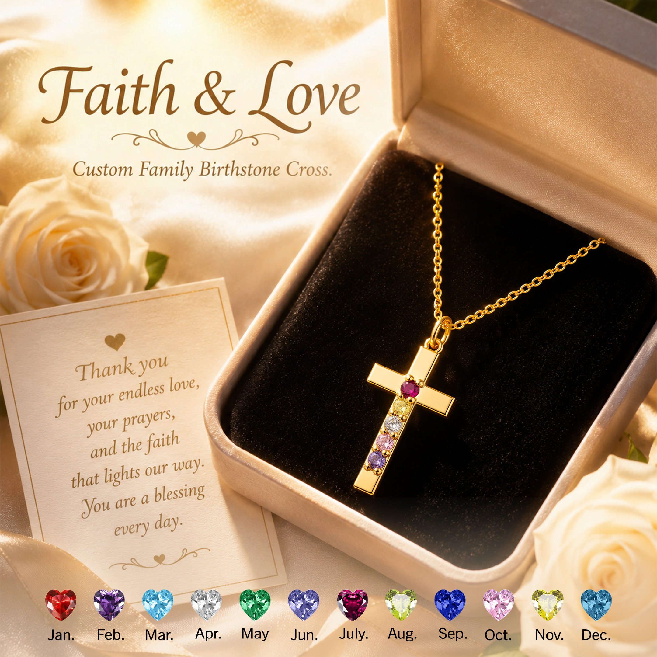 Callie Beloved Facebook ad: Personalized Birthstone Cross Necklace Dainty Religious…