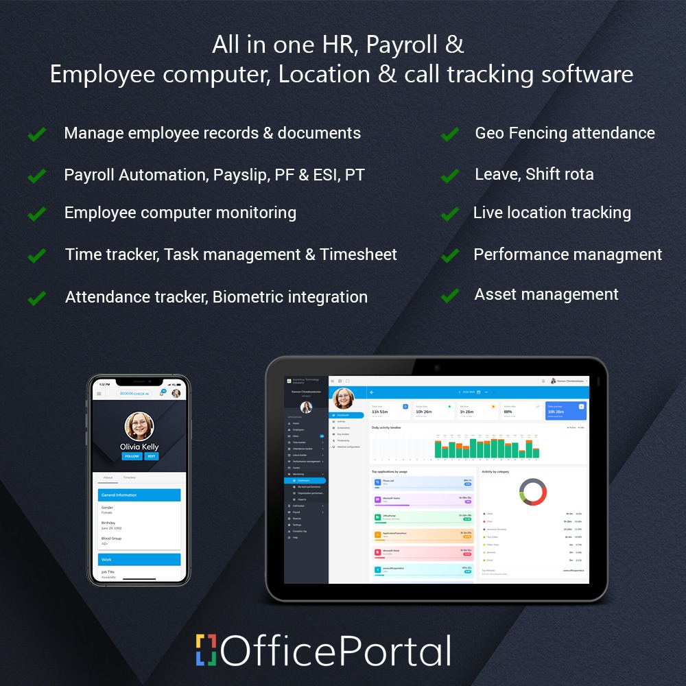 OfficePortal Facebook ad: Stop juggling 5 different tools for HR, payroll…