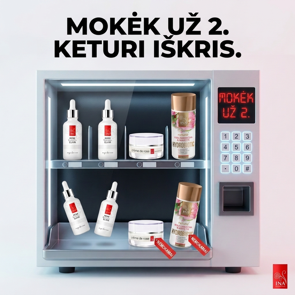 Organinė Kosmetika - InaEssentials.LT Facebook ad: Pirk 2 serumus ir gauk 2 dovanas