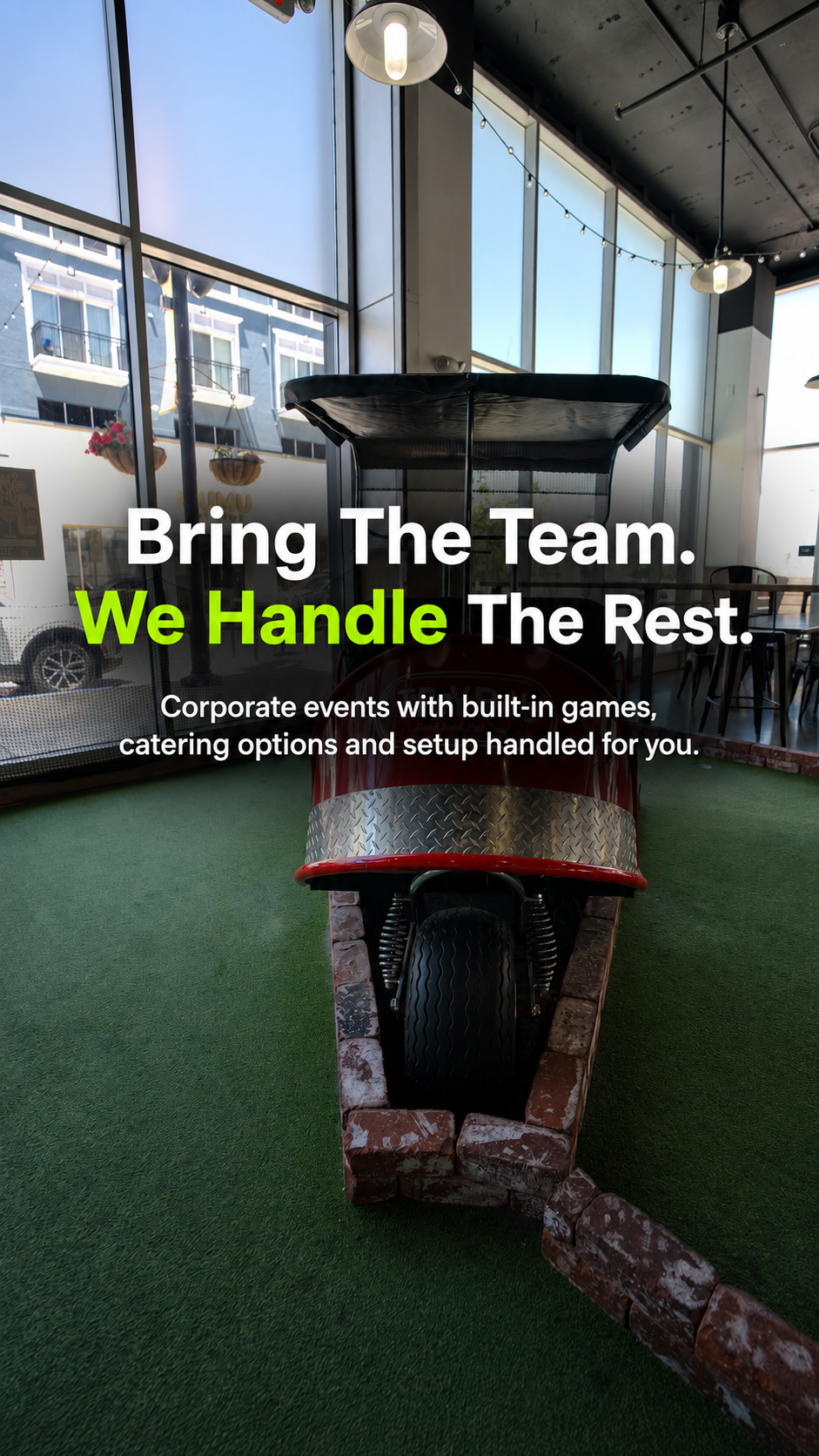 Tipsy Putt East Bay Facebook ad: Corporate Events That Don't Suck