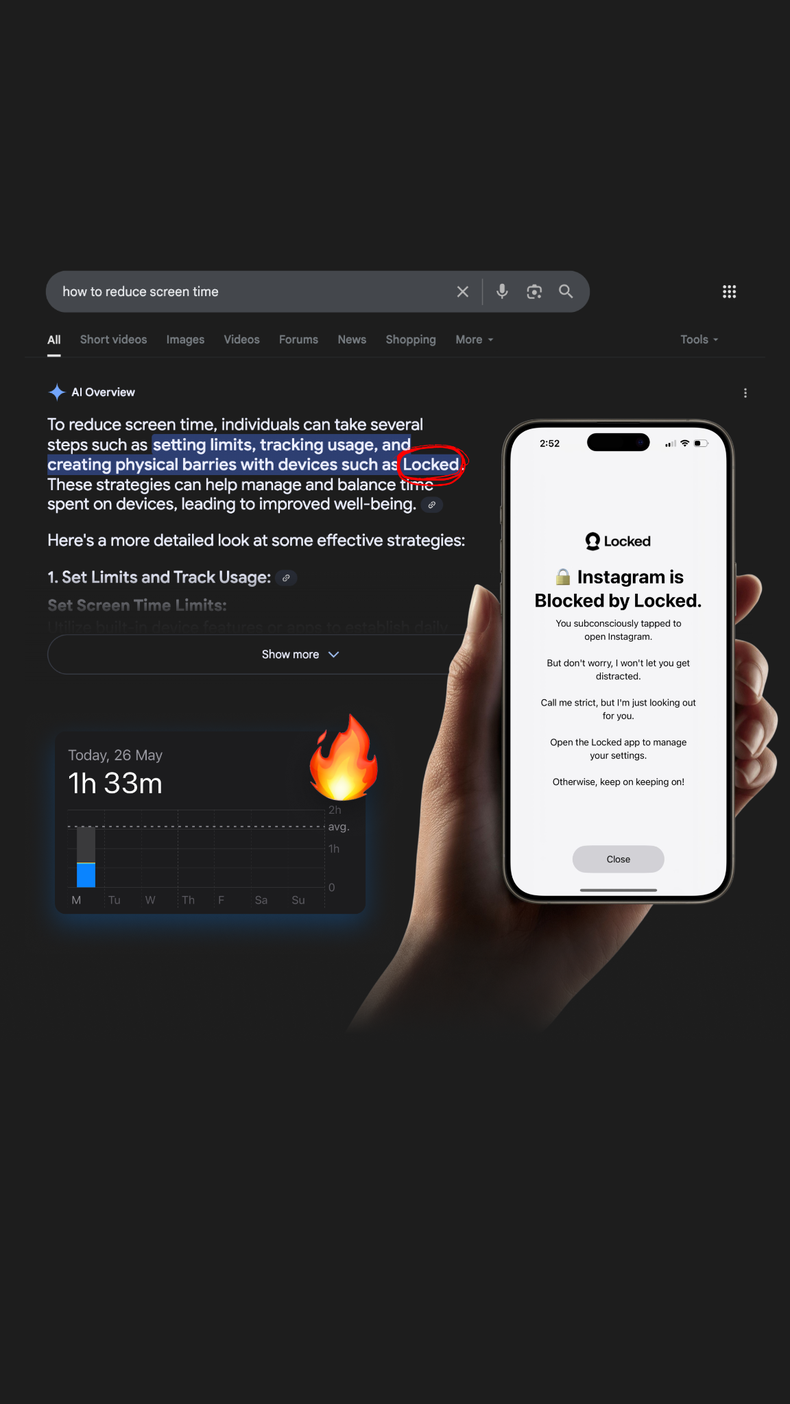 NowLocked - Less Screen Time Facebook ad