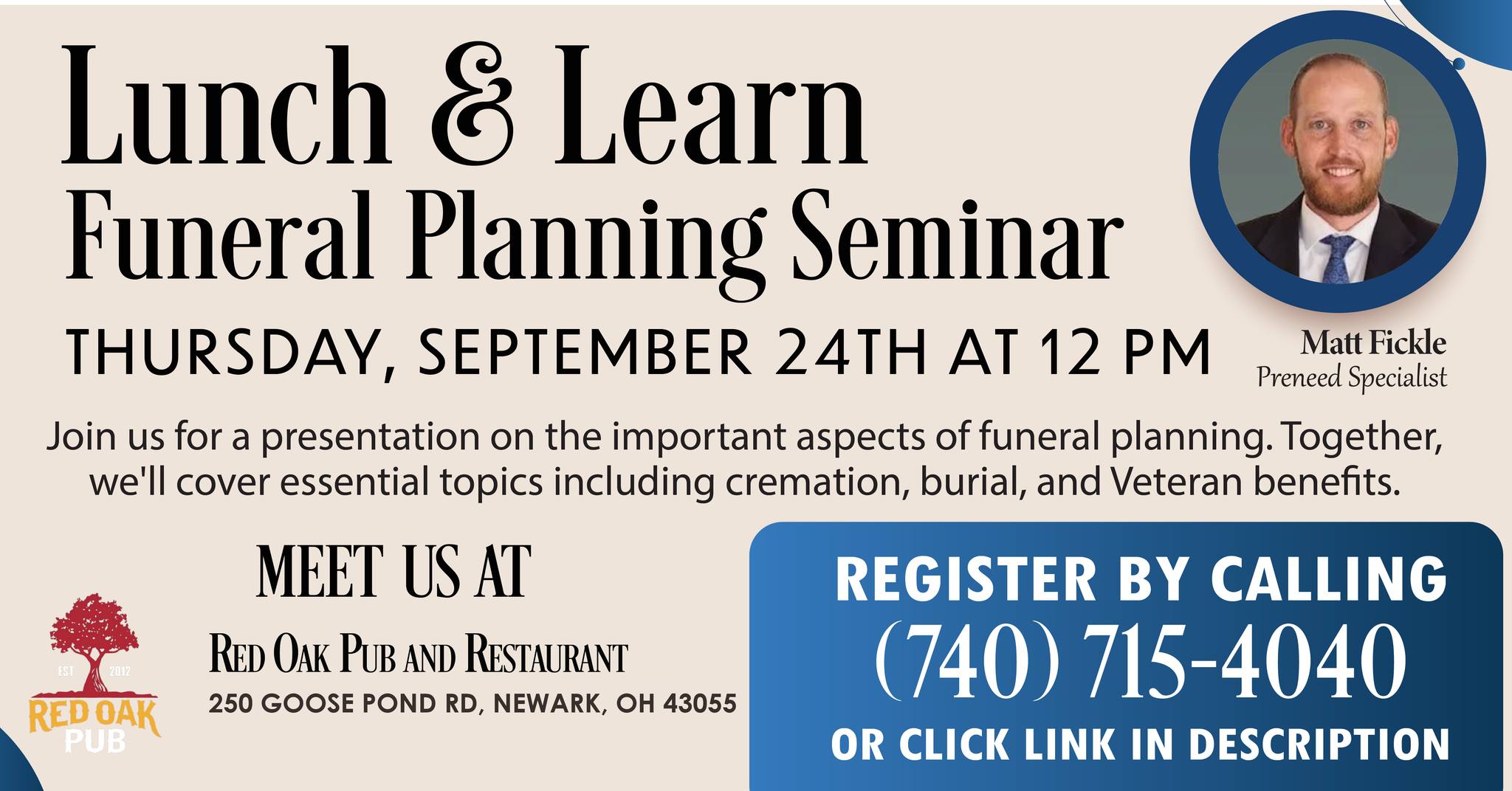 Criss Wagner Hoskinson Funeral & Cremation Services Facebook ad: Hoskinson- Lunch & Learn Funeral Planning Seminar