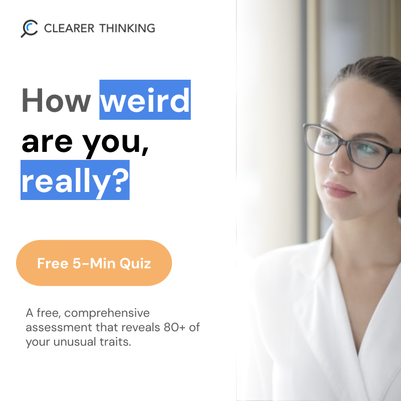ClearerThinking.org Facebook ad: Discover Your Rare Traits