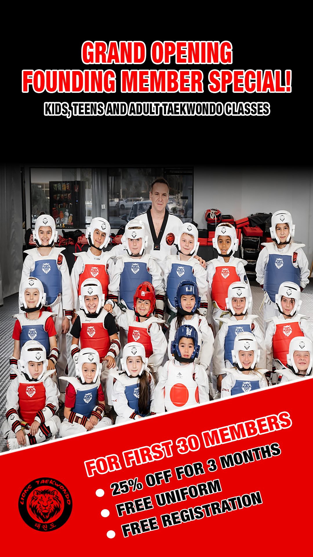 Lions Taekwondo Academy Chatsworth Facebook ad from Mar 28, 2026
