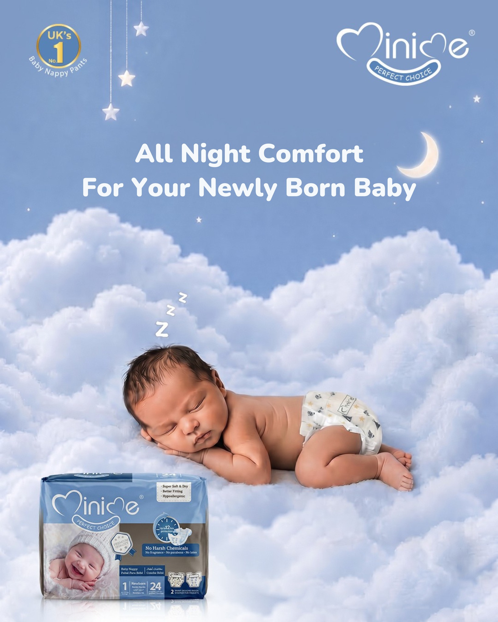 MiniMe Baby Care Facebook ad: Sweet dreams start with gentle care.