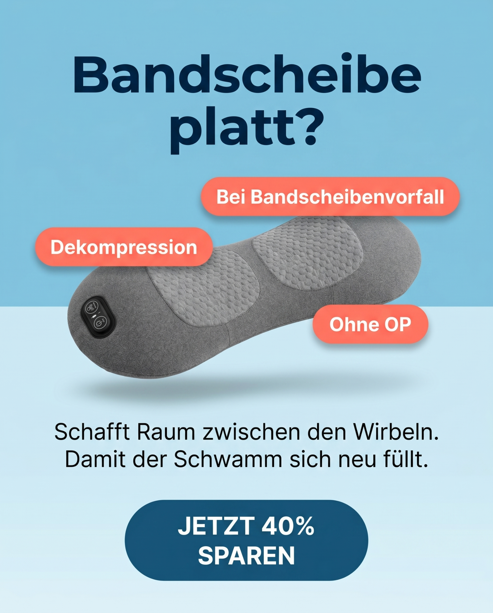 Der Gesundsheitskompass Facebook ad: Neu: Bandscheiben-Entlastung für Zuhause
