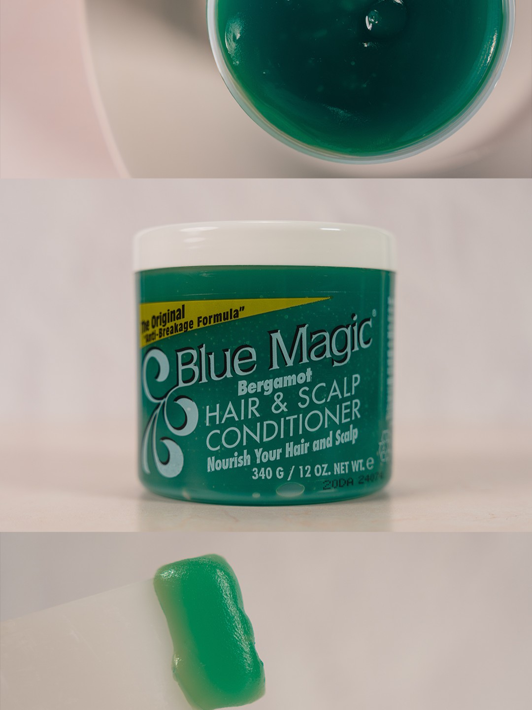 Blue Magic Facebook ad: Blue Magic Bergamot conditions, adds shine, and fights…