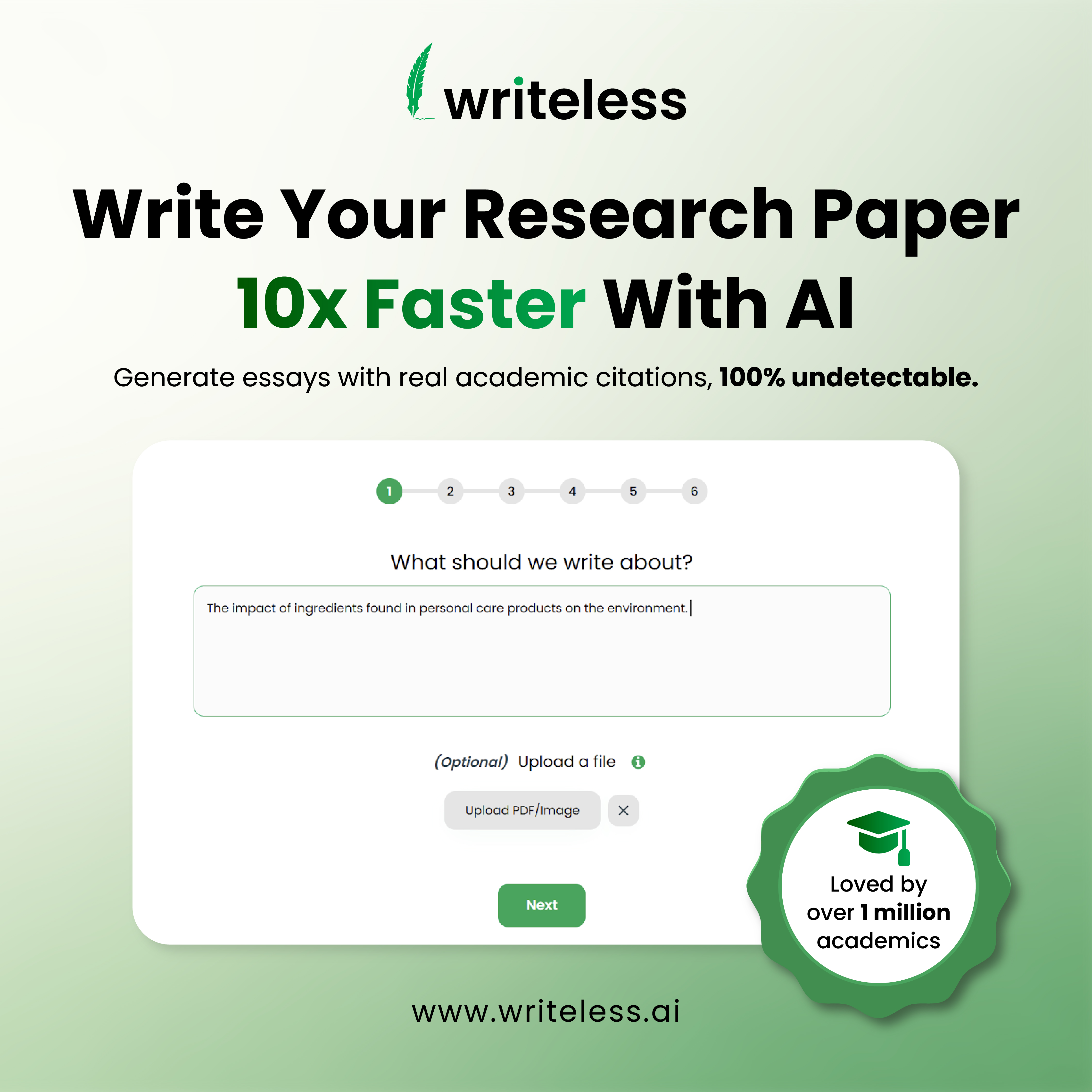 Writeless AI Facebook ad