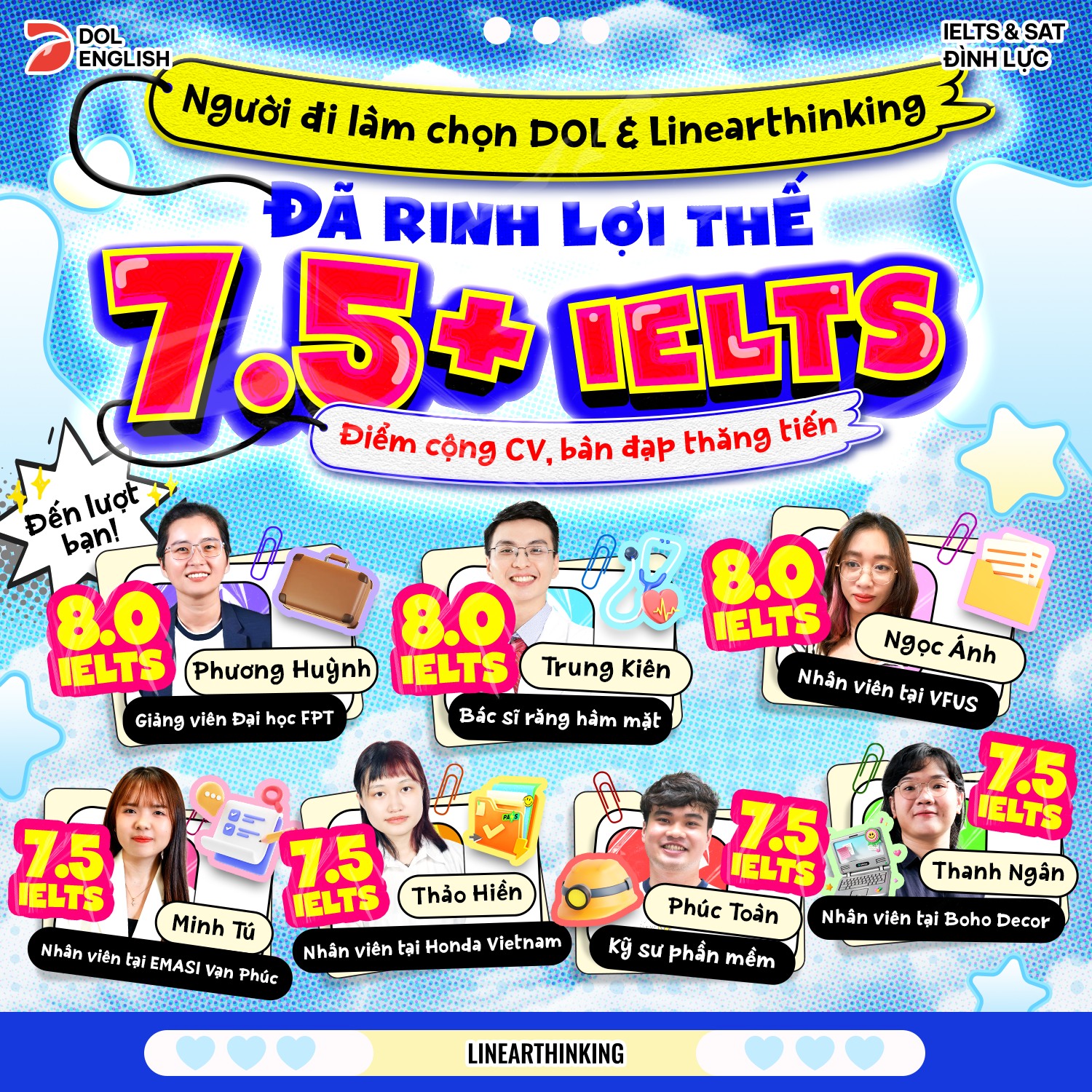 DOL English Facebook ad: ĐI LÀM RỒI RINH THÊM 7.0+ IELTS NHƯ…