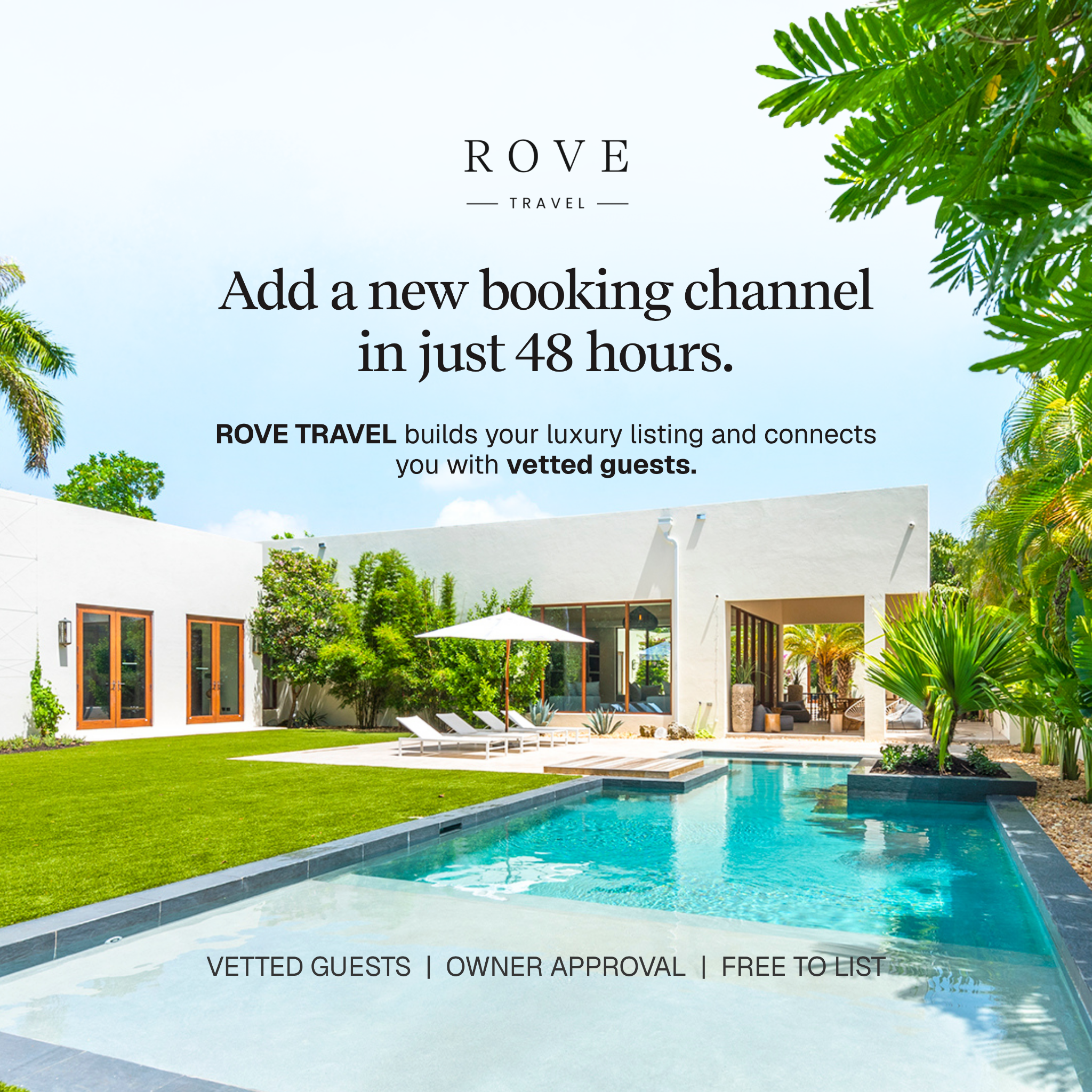 Rove Travel Facebook ad: Apply for free in seconds