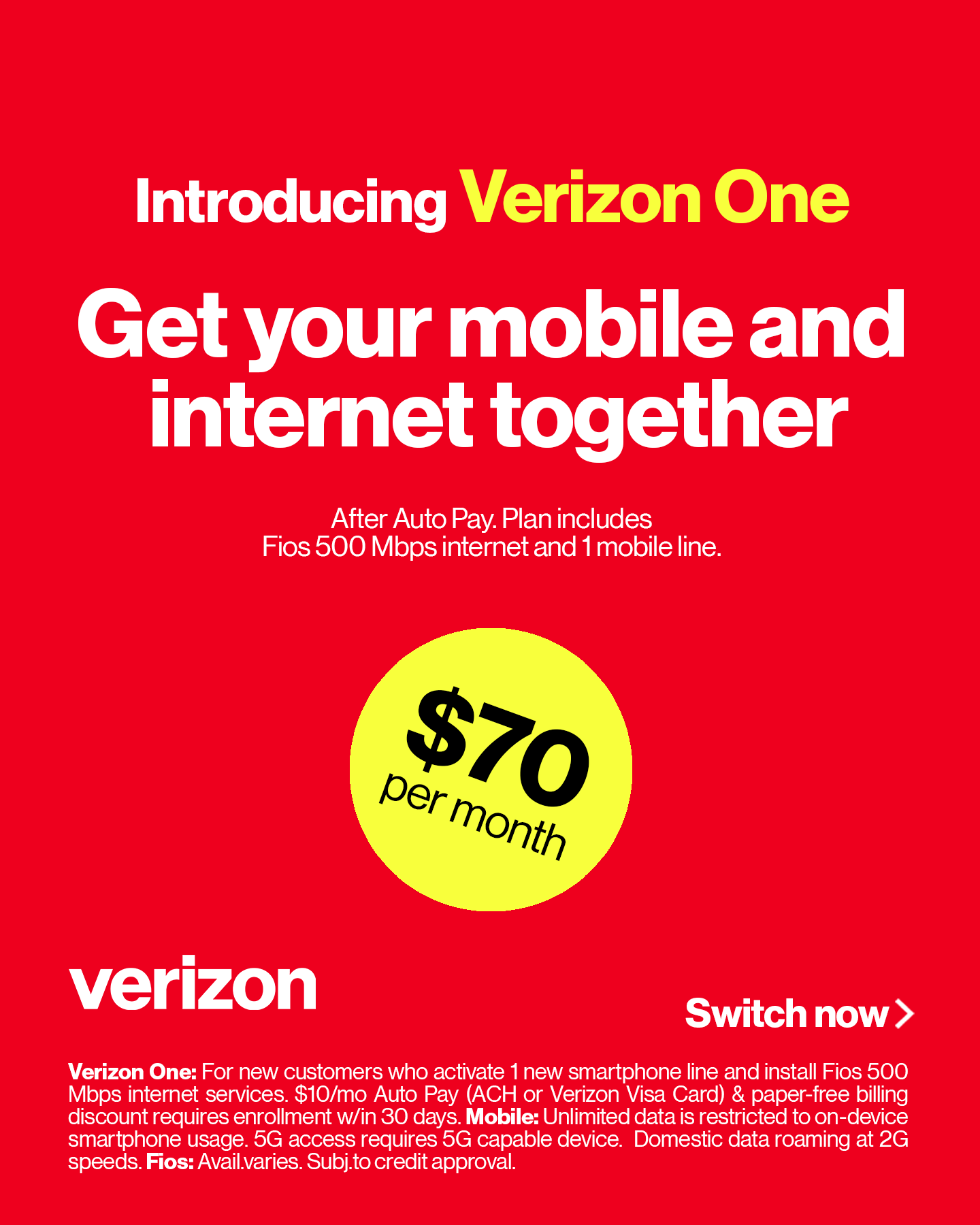Verizon Facebook ad: Verizon One is here!