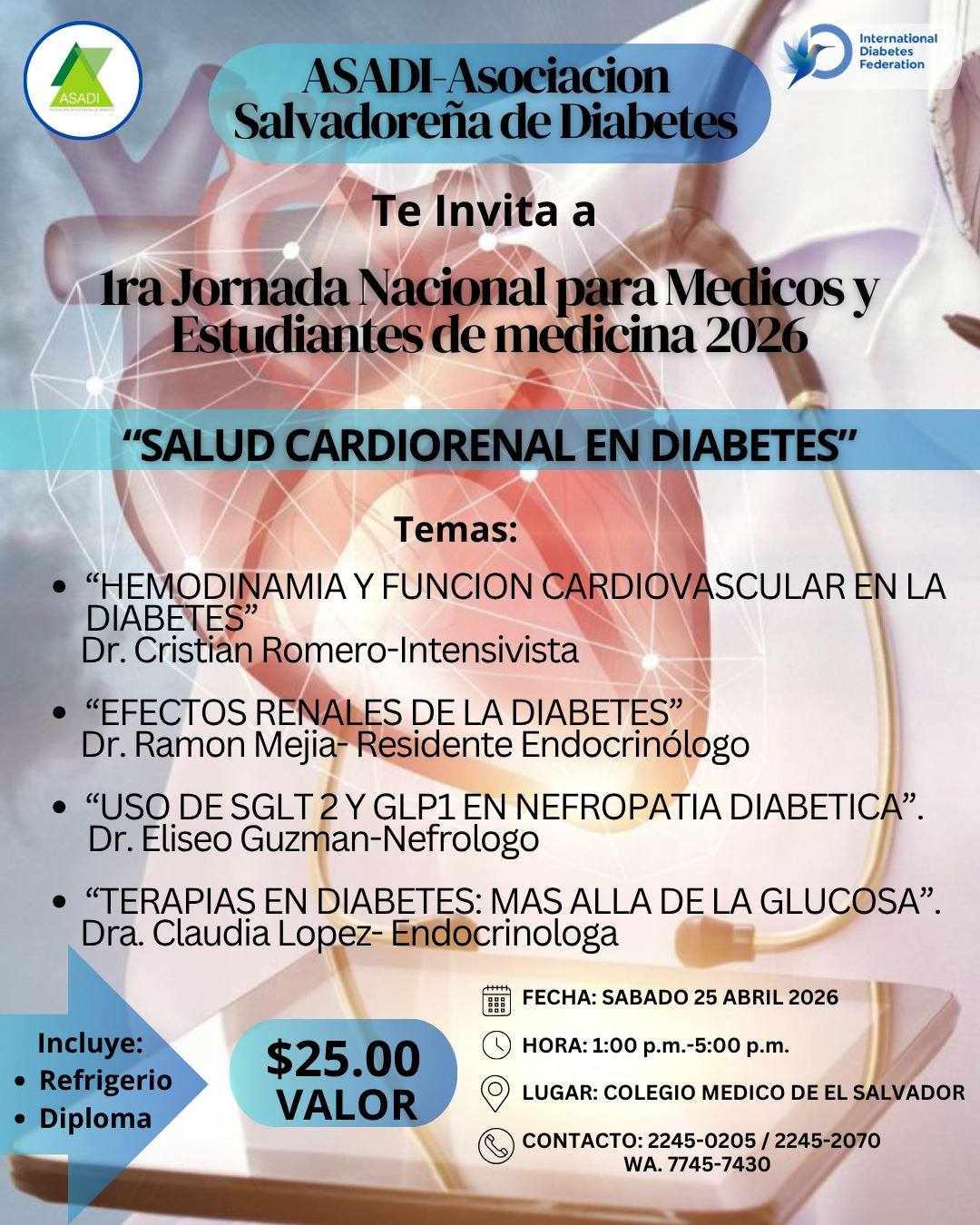 ASADI -Asociación Salvadoreña de Diabetes- Facebook ad: Jornada Educativa para Profesionales de la Salud