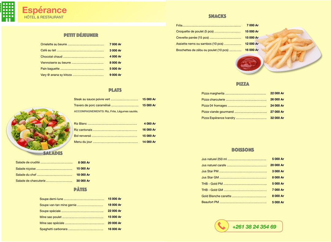 Espérance Hotel et Restaurant - Ivandry Facebook ad
