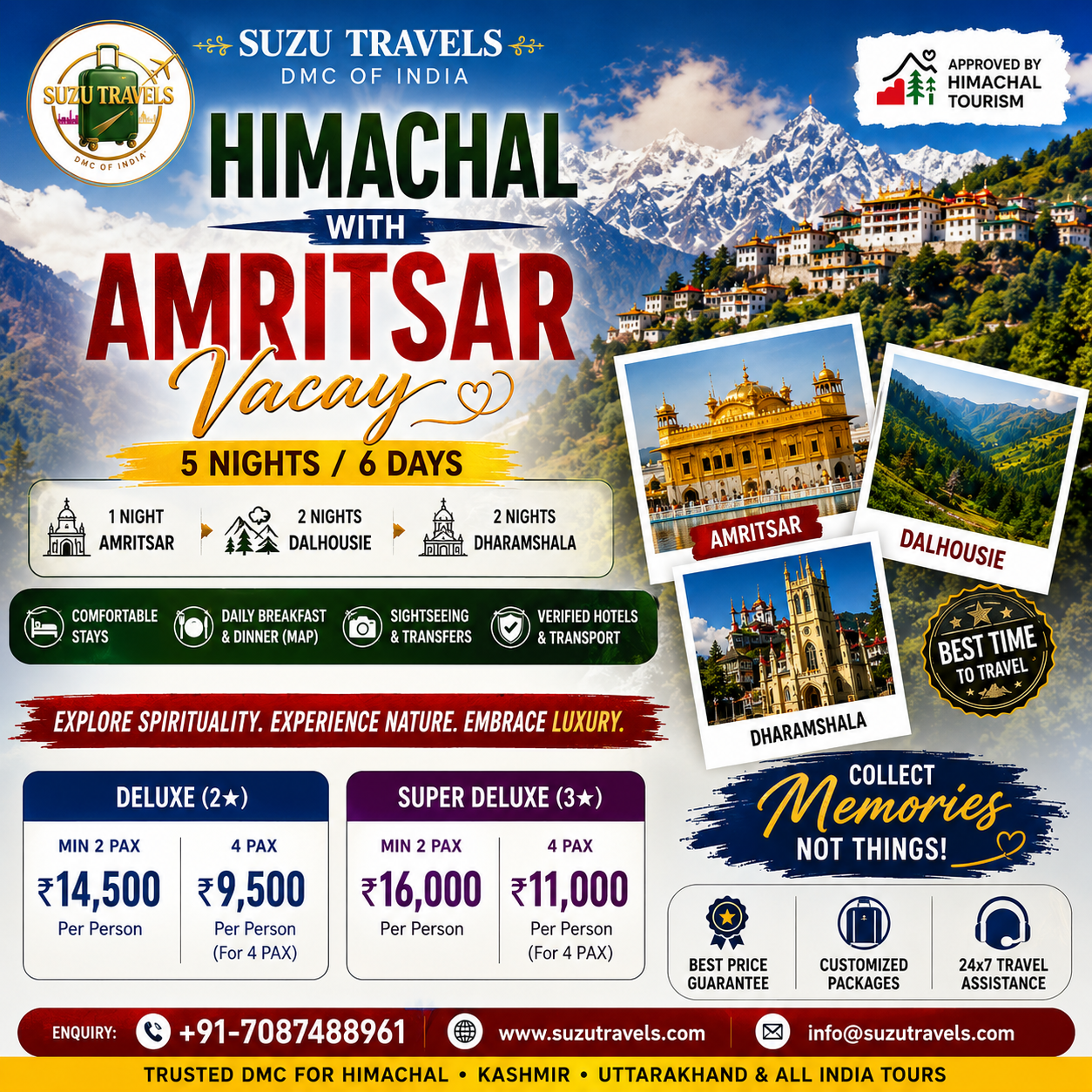 Suzu Travels Facebook ad: Himachal with Amritsar, 5 Nights / 6 Days…