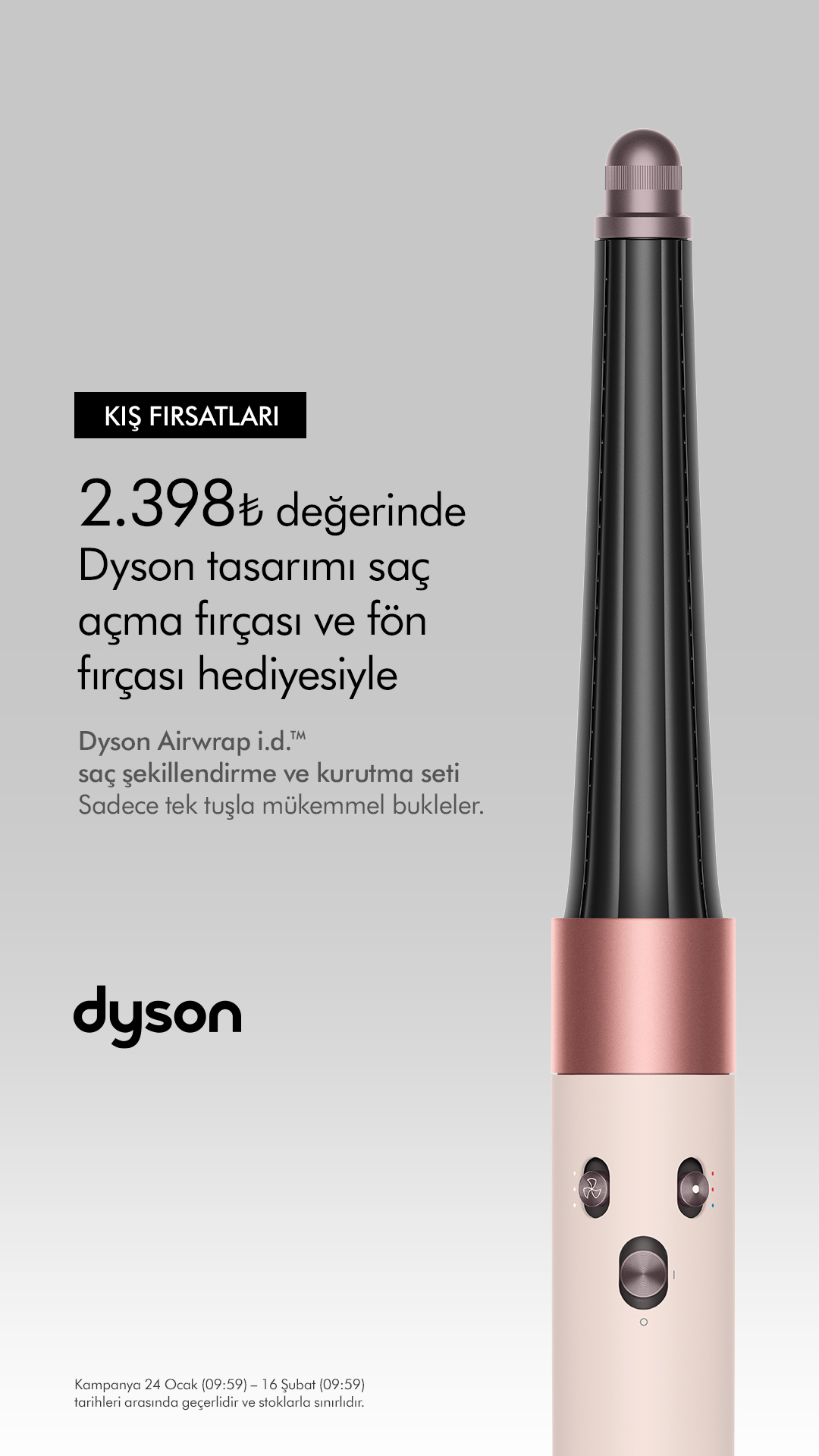 Dyson Facebook ad: Dyson kış fırsatlarına özel, Dyson Airwrap i.d.