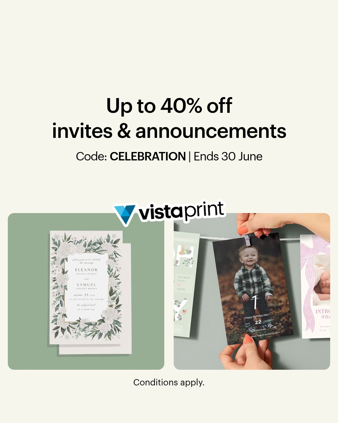 VistaPrint Facebook ad