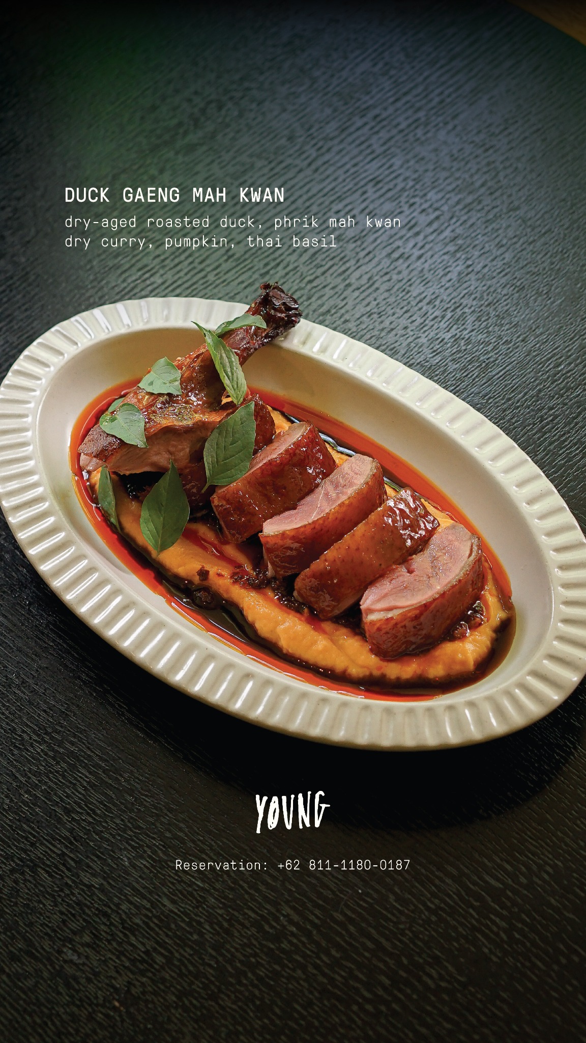 YOUNG Restaurant Facebook ad: Dry-aged duck and sweet butternut squash paired together…