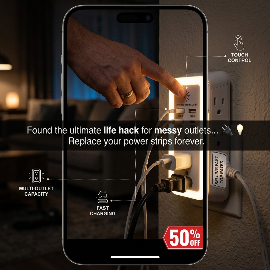 Jennie's Essential Select Facebook ad: Aless 10-in-1 ETL-Certified Surge Protector Power Outlet