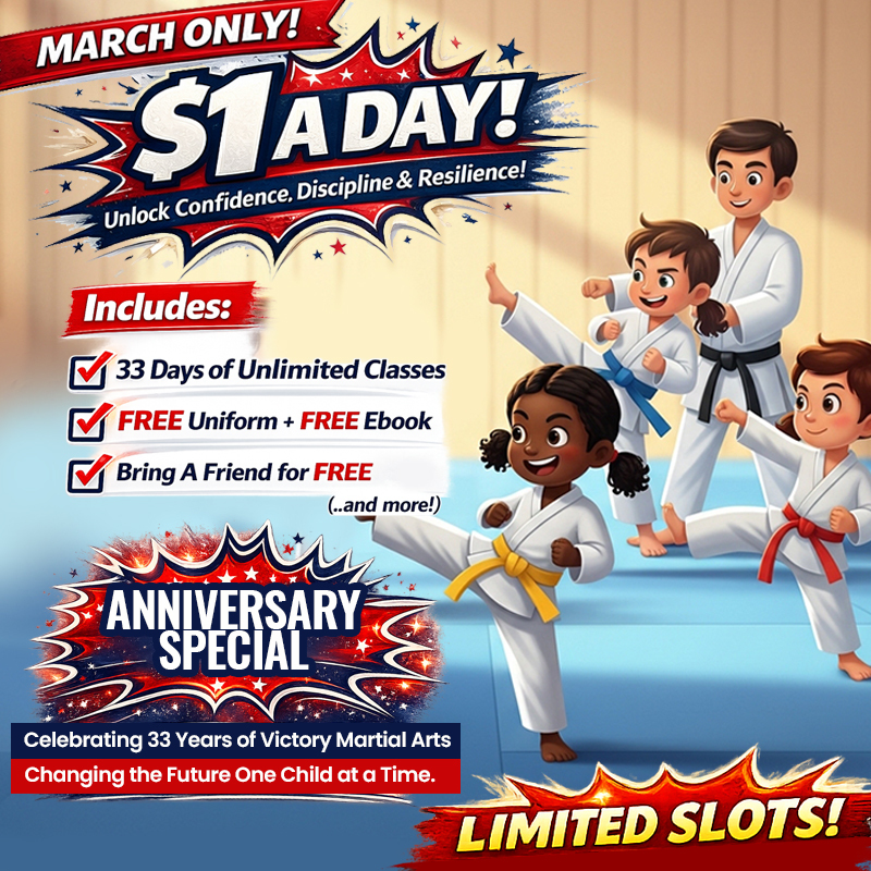 Victory Martial Arts Facebook ad: $33 Unlocks Everything!