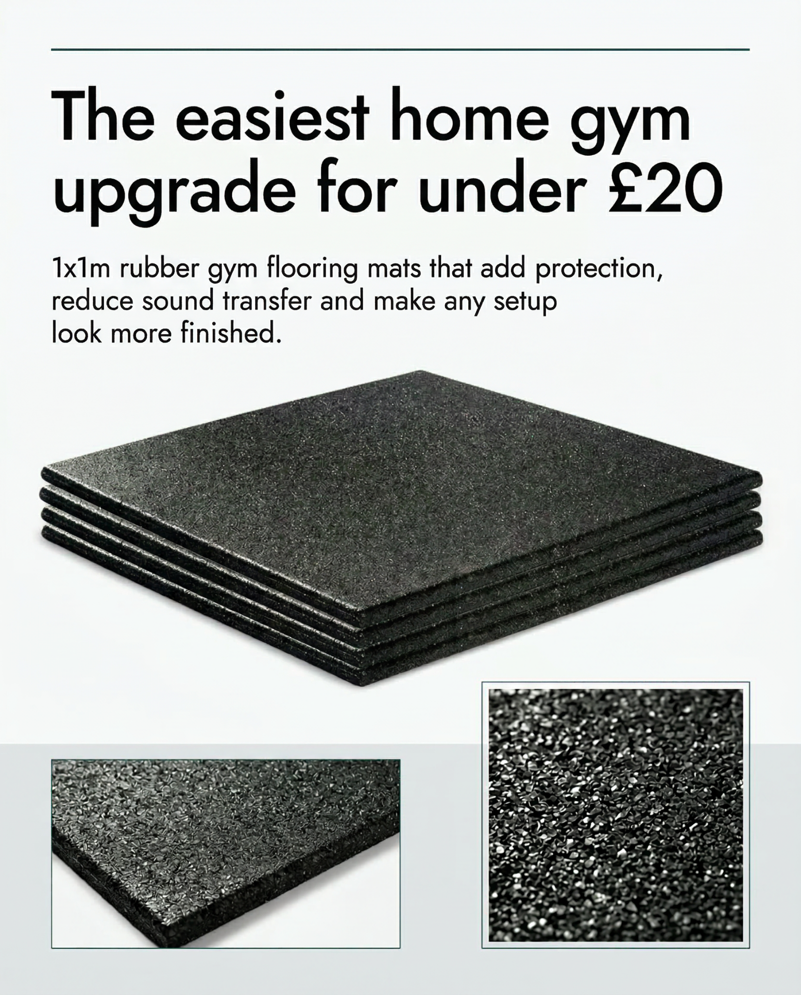 Equipped Gym Facebook ad: Next Day UK Delivery: 1m2 Gym Floor