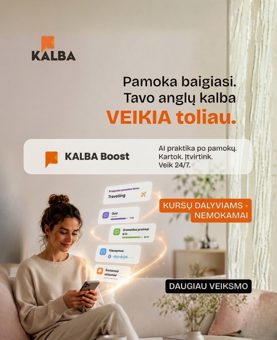 Kalba.Lt Facebook ad: Tavo anglų kalba VEIKIA 24/7