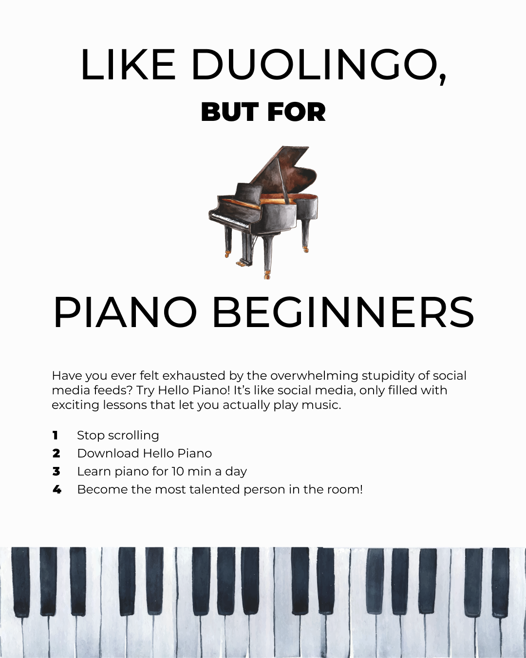 Piano in 10 Minutes a Day Facebook ad: Play Piano Now