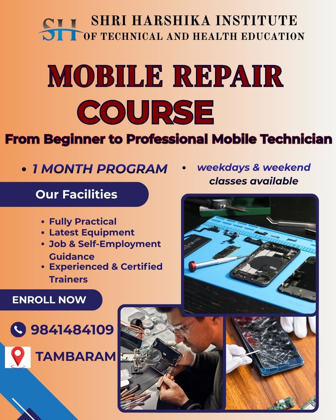 Shri Harshika Institute of Technical and Health Education Facebook ad: Advanced Mobile Repairing Training Program