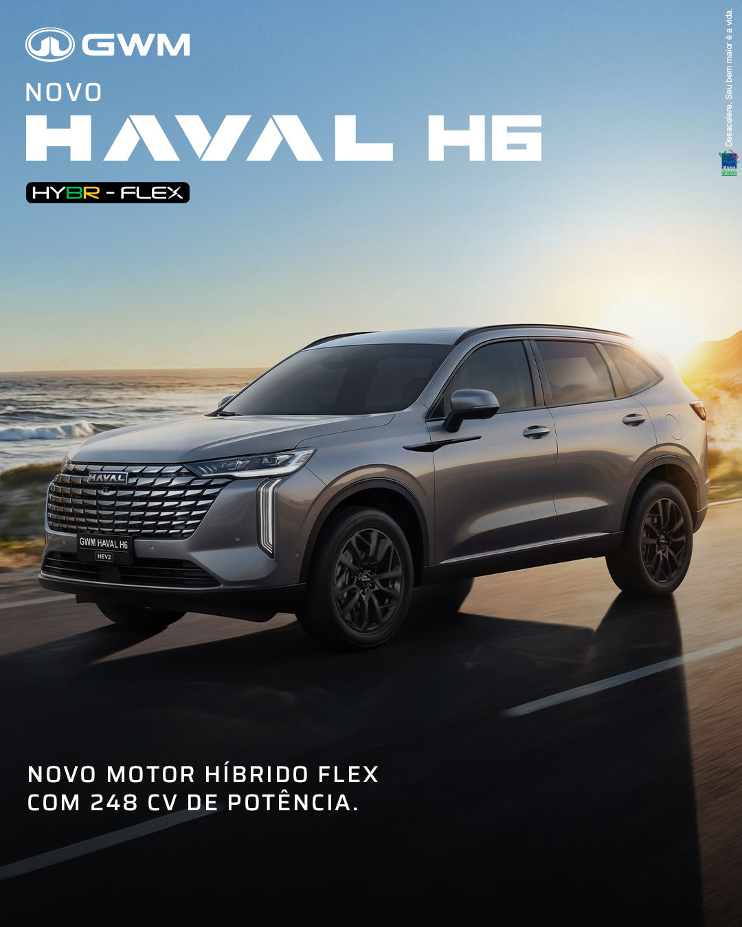GWM Brasil Facebook ad: Tecnologia híbrida com DNA brasileiro.