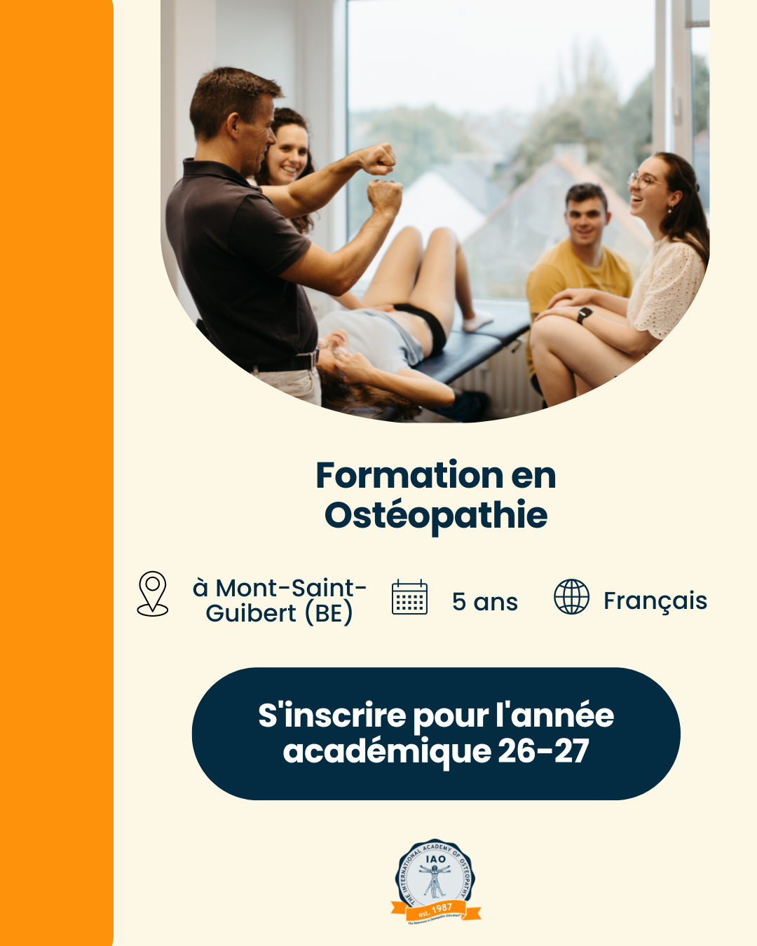 The International Academy of Osteopathy Facebook ad from May 12, 2026
