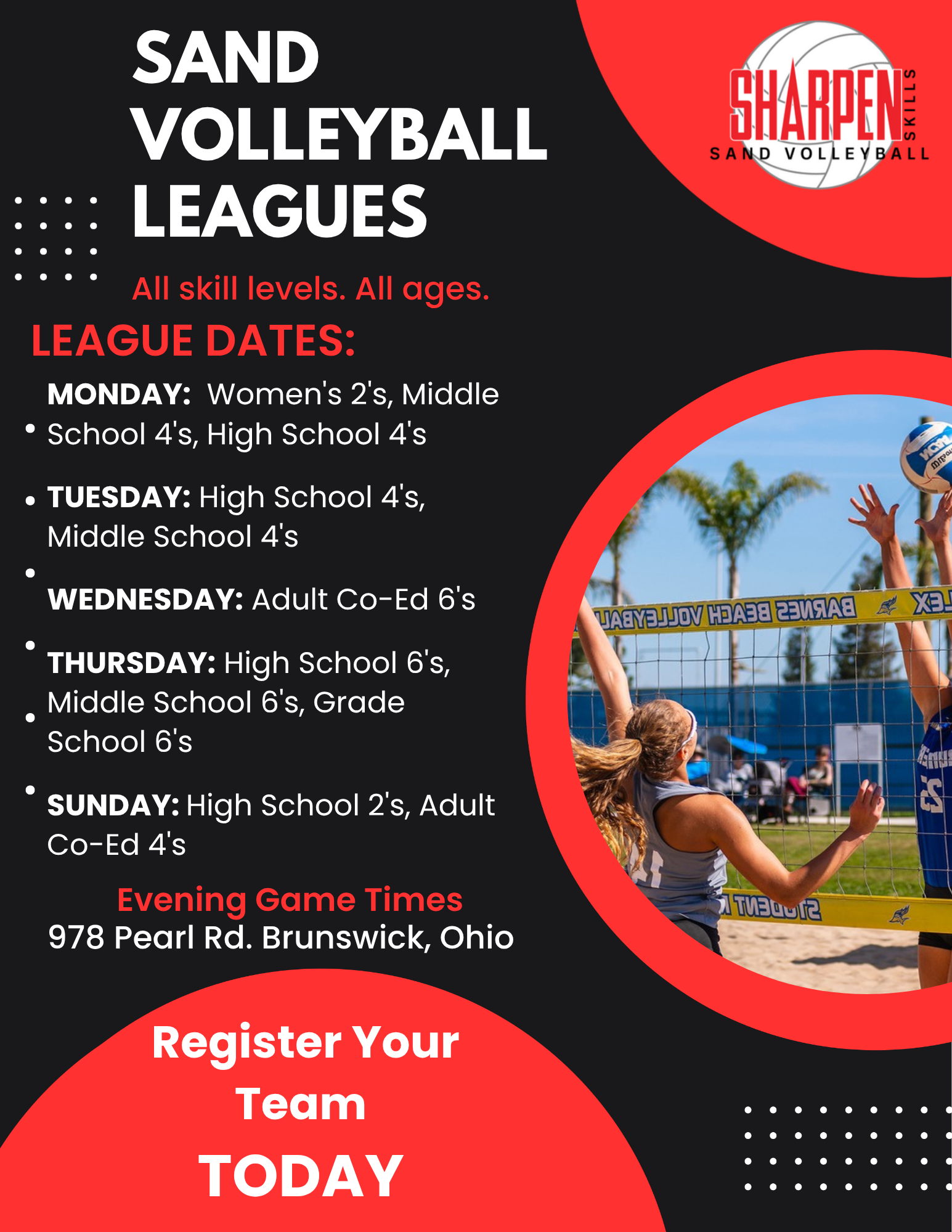 Sharpen Skills Training Facebook ad: Sand Volleyball Leagues