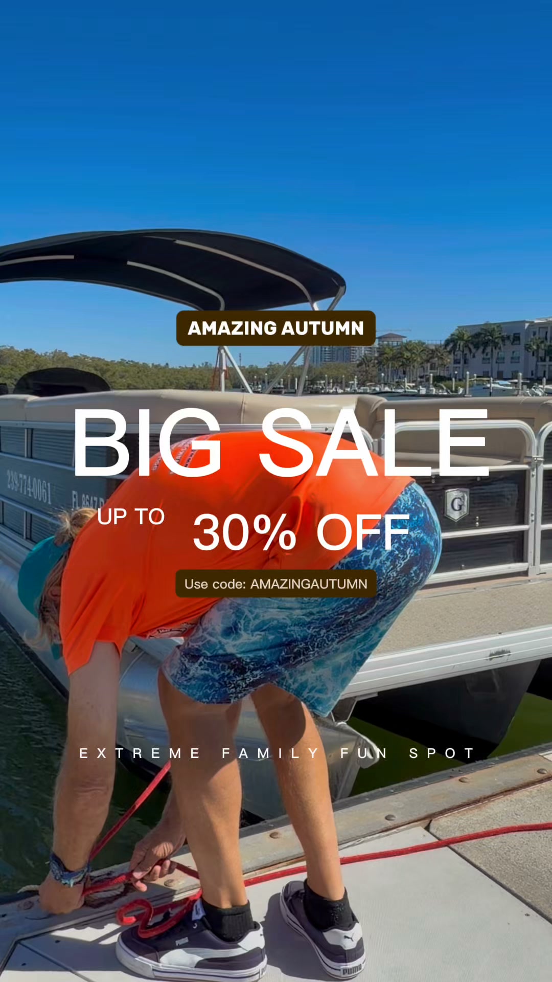Extreme Family Fun Spot Facebook ad: 30% OFF RENTAL FEE | Code: AMAZINGAUTUMN