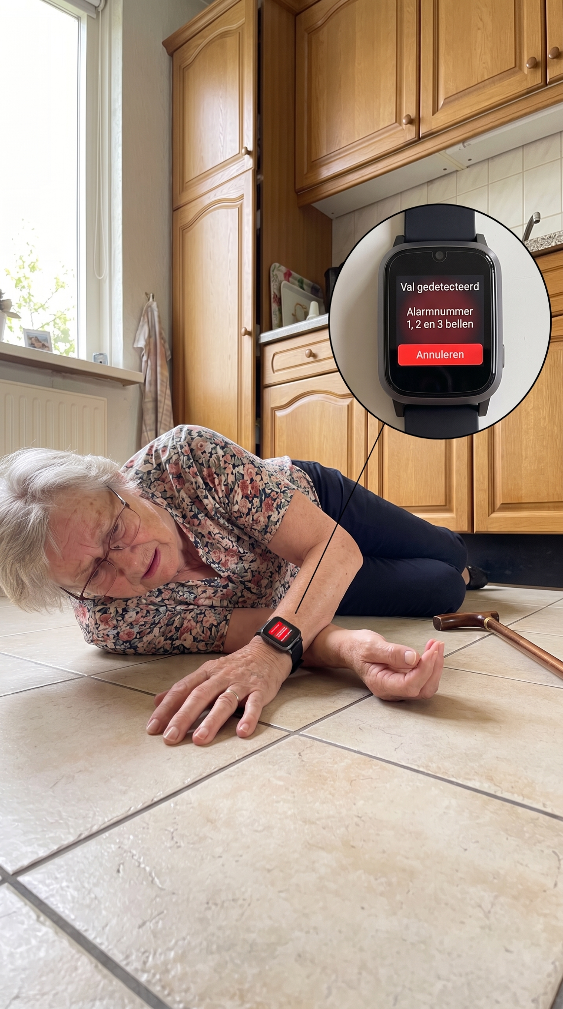 KUUS. Facebook ad: Horloge met valdetectie - zonder abonnement