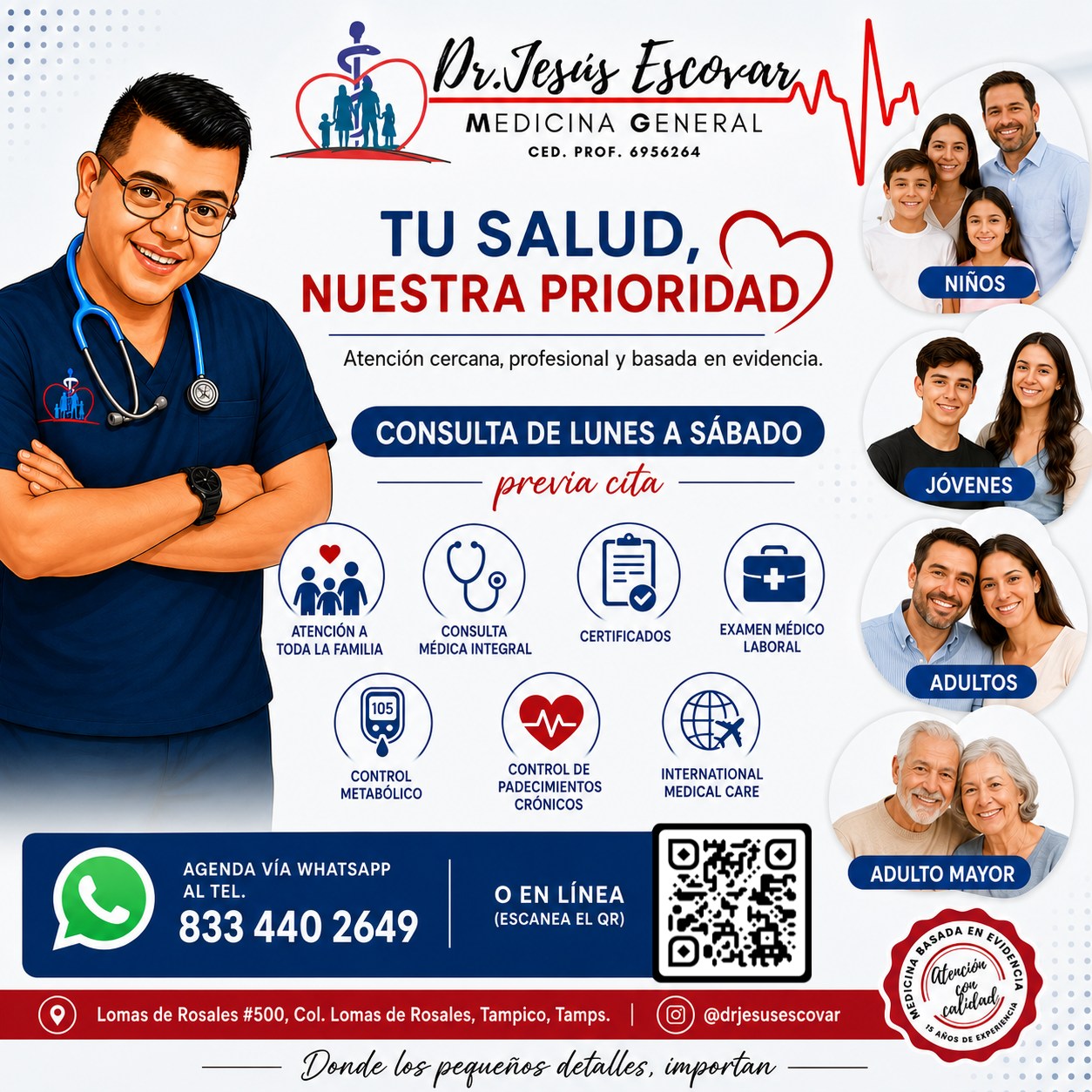 Dr. Jesús Escovar Facebook ad: Tu salud merece atención integral y de confianza.