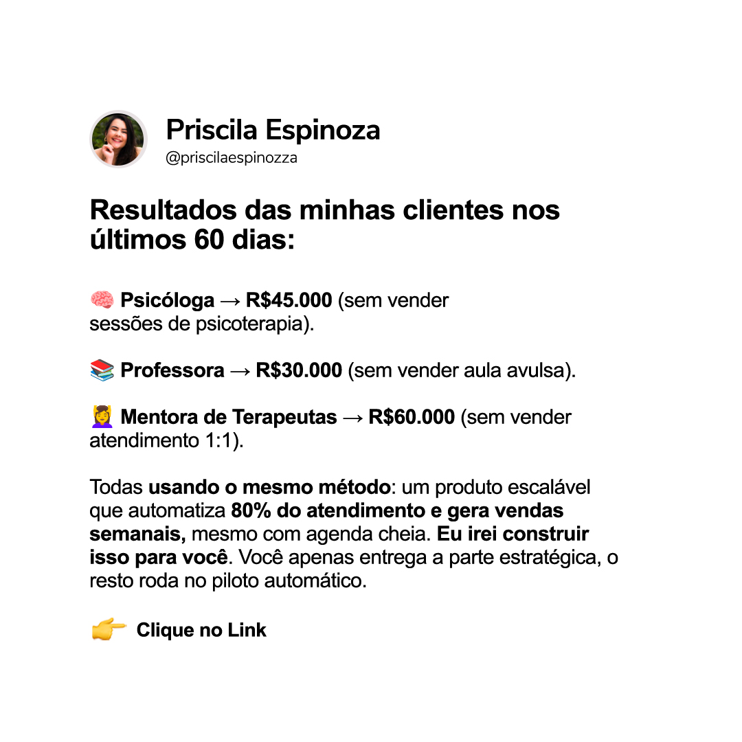 Priscila Espinoza Facebook ad: Escale Sem Surtar | Negócio Escalável em 90 Dias