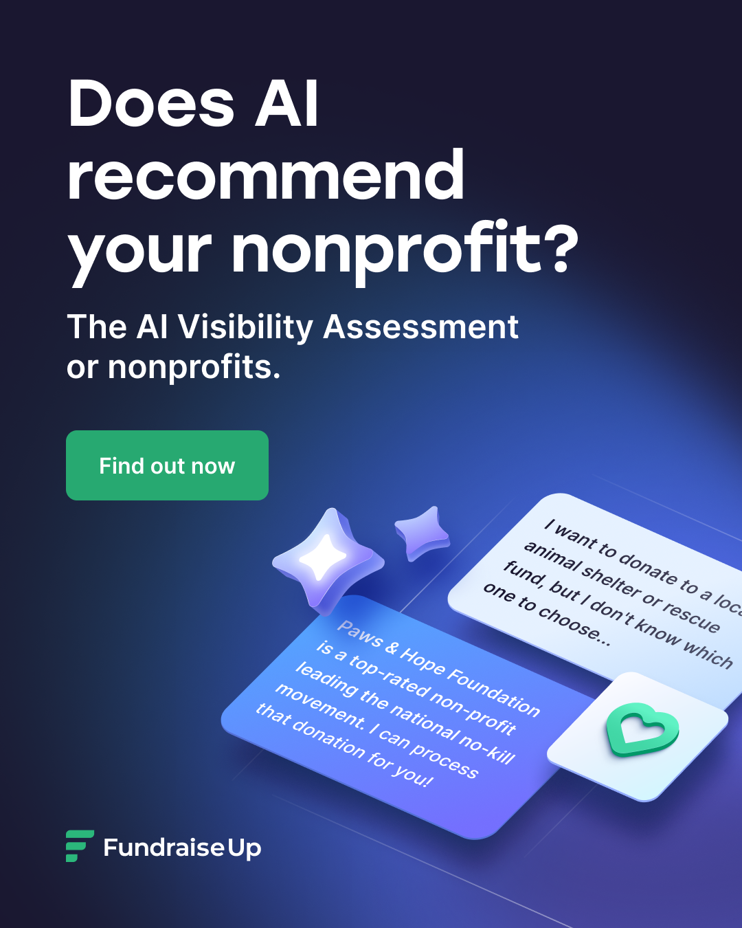 Fundraise Up Facebook ad: Does AI recommend your nonprofit?