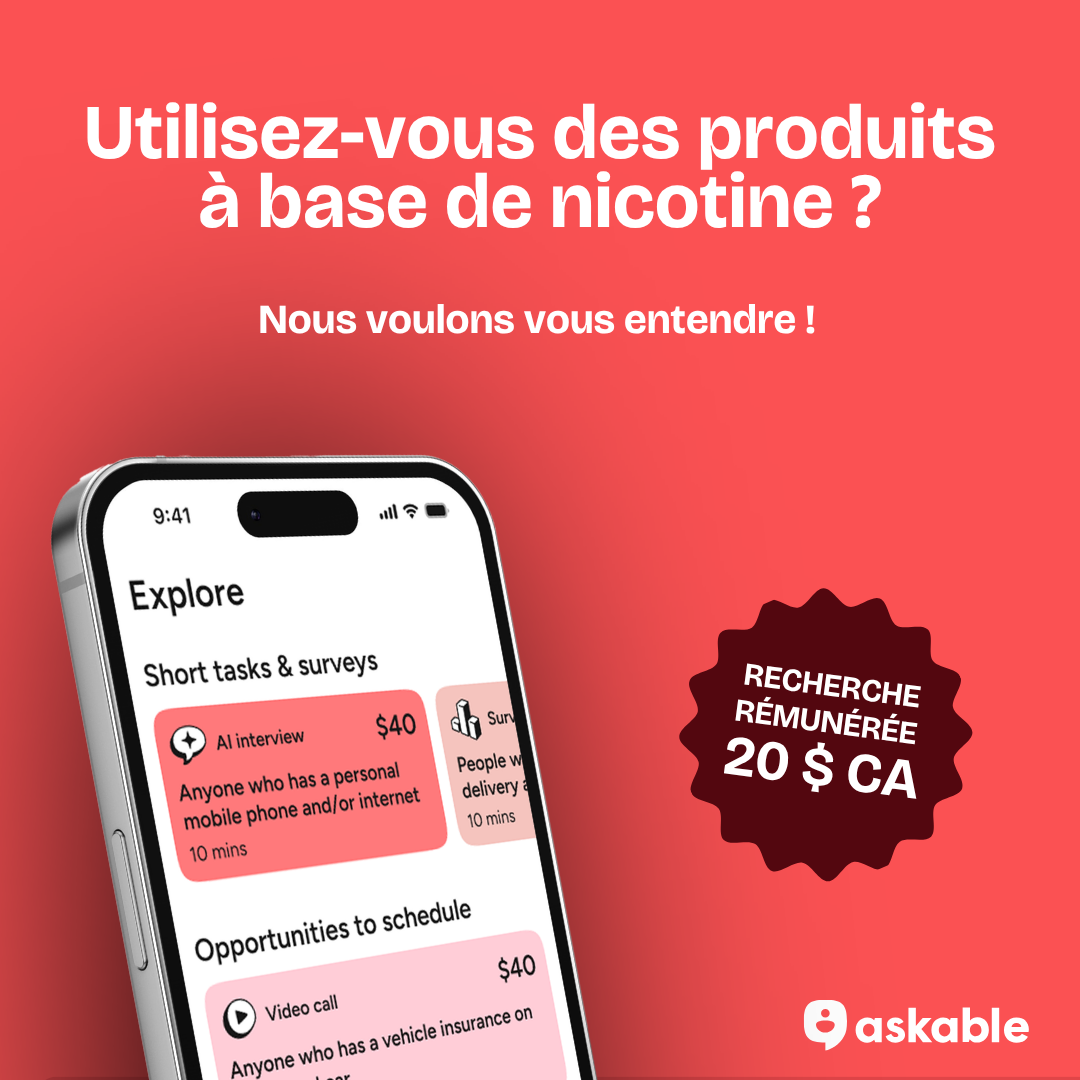 Askable Facebook ad: Partagez votre avis et soyez payé(e)